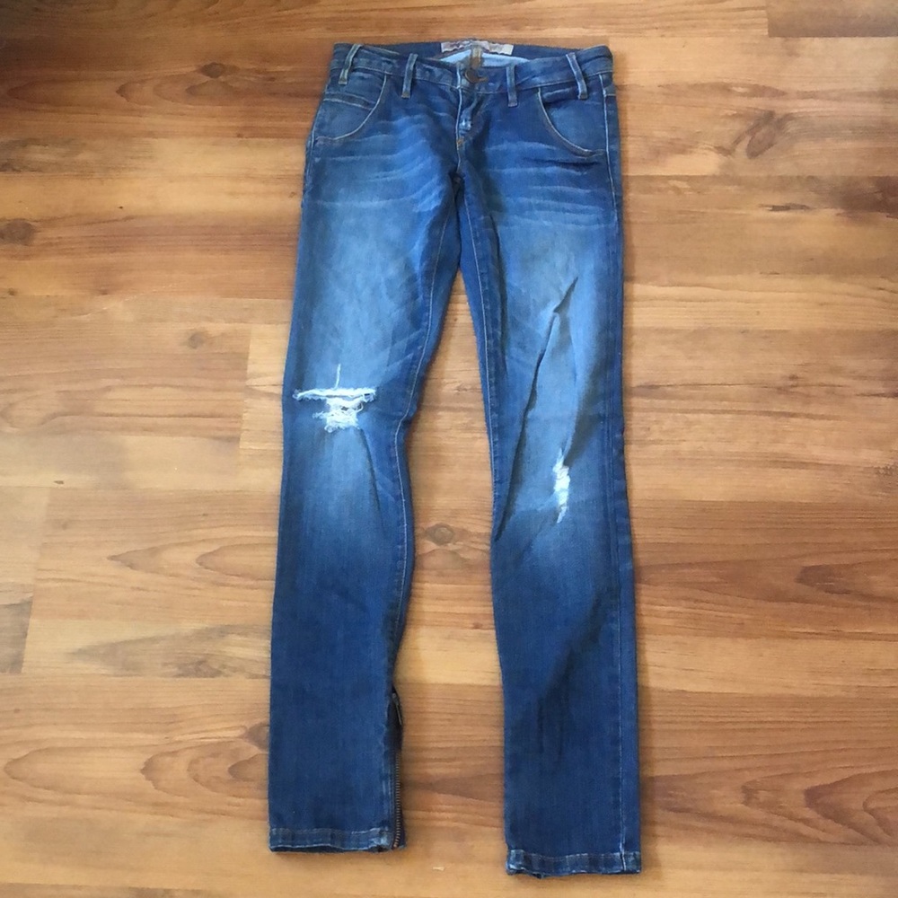 Guess Skinny Jeans Zip Detail Size 24 Ripped - Picture 5 of 7